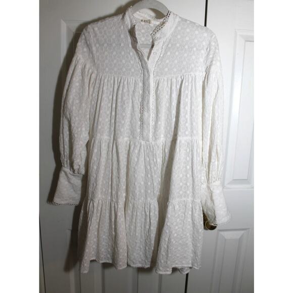 ASA Fashion Group White Eyelet Tiered Babydoll Dress sz M - Picture 1 of 4